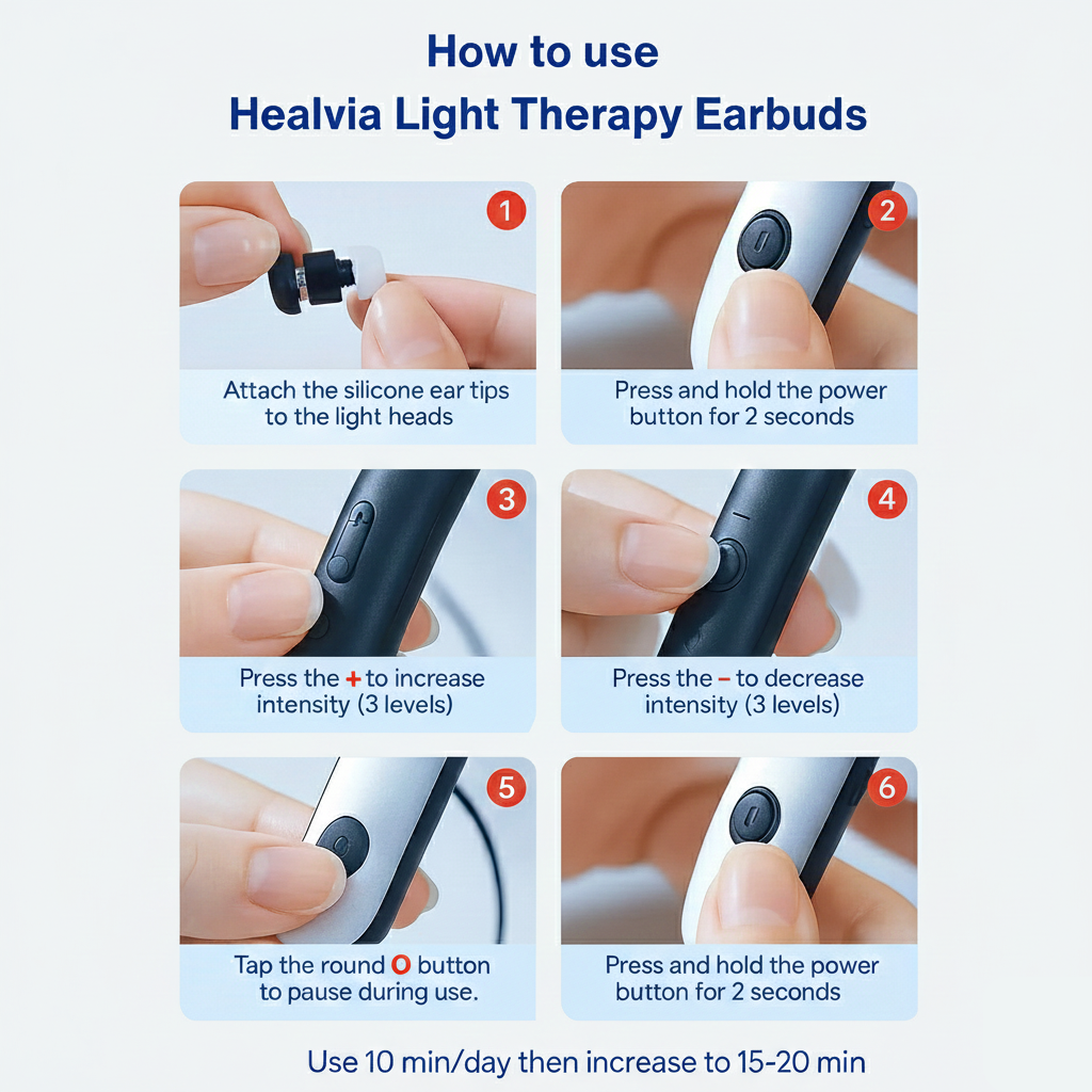 Healvia™ Red Light Therapy Earbuds for Hearing Loss Support